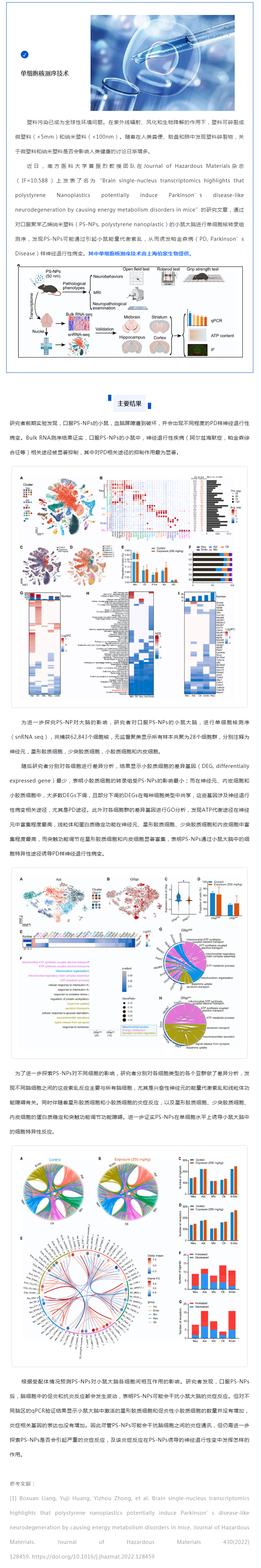 項(xiàng)目文章_伯豪生物單細(xì)胞核測(cè)序助力發(fā)現(xiàn)納米塑料誘發(fā)帕金森樣神經(jīng)退行性病變