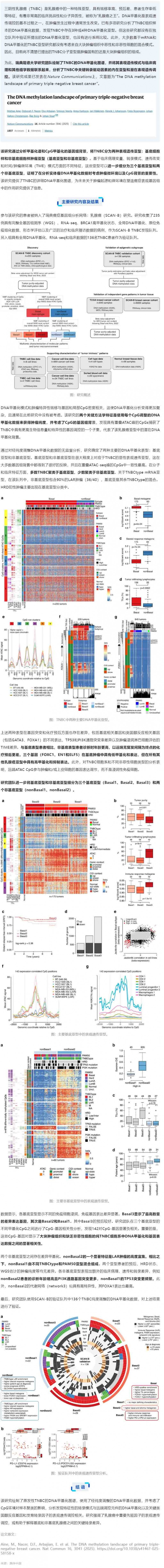 Nat Commun _ 瑞典科學家繪制“乳腺癌之王”DNA 甲基化圖譜，揭示兩種表觀遺傳亞型